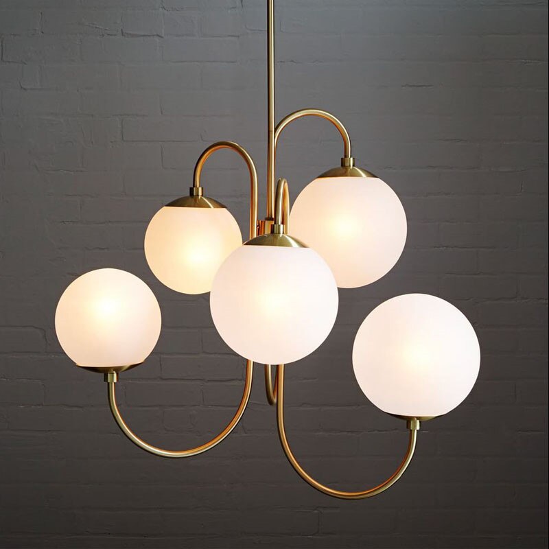 White Glass Ball Ceiling Chandelier For Dining Table Bar Restaurant Bedroom Hanging Lamp Fixtures