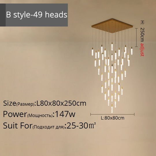 Duplex Stair Long Chandeliers High - Rise Apartment Rotating Jump - Storey Loft Ceiling Decoration