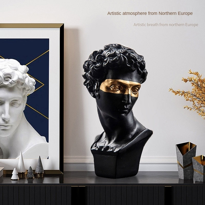 Resin David Bust Sculpture: Elegant Office And Home Decor Accessory Items