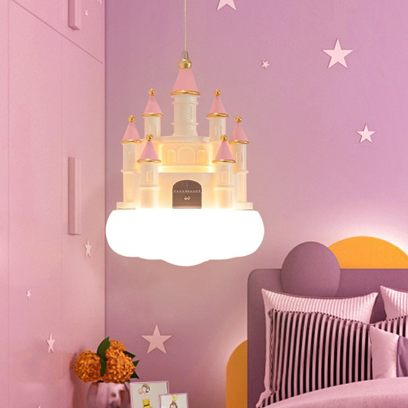 Creative Castle Pendant Lamp Chandelier For Children Room Bedroom Light Girl Bedside Ceiling