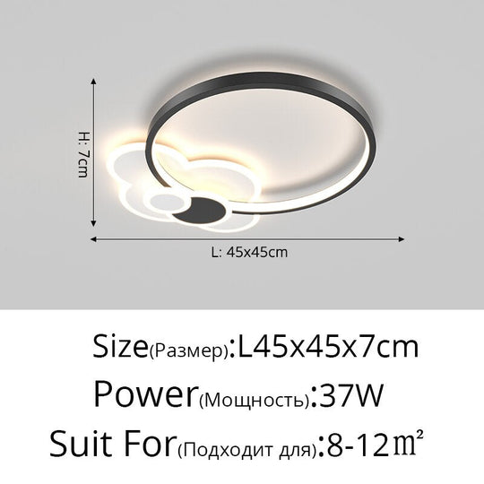 Nordic Living Room Chandeliers Atmosphere Led Ceiling Lamps Personality Golden Ring Bedroom Lamp