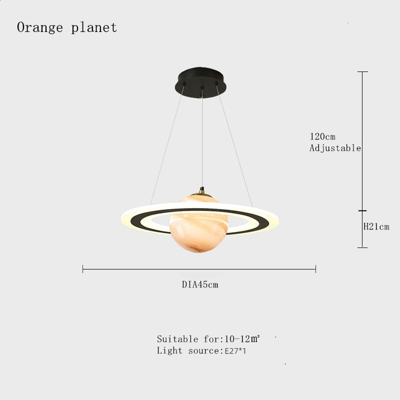 Acrylic Planet Pendant Light Children Room Space Star Led Hanging Lamp Retro Earth Ball Home Decor