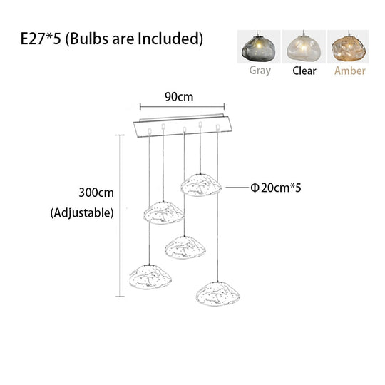 Cloud Glass Dimmable Led Lights Modern Ceiling Chandeliers New Lustres Stair Pendant Lamps Home