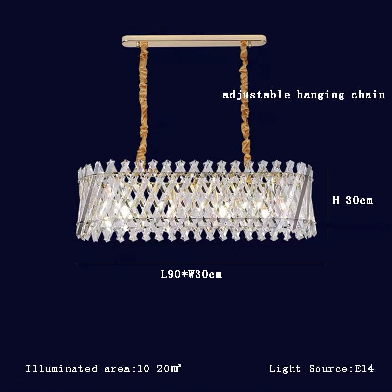 Cosmos - Postmodern Luxury Crystal Chandelier For Foyer Home Long 90Cm / Silver Frame Warm Light