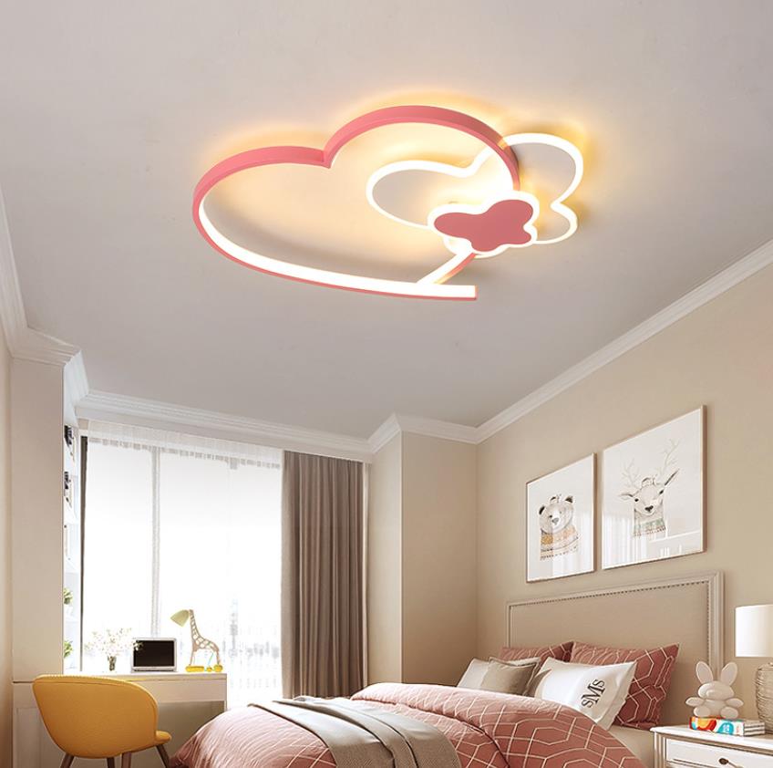 Modern Nordic Design Acrylic Led Ceiling Lights Pink Heart Indoor Lighting Lamps For Children Room