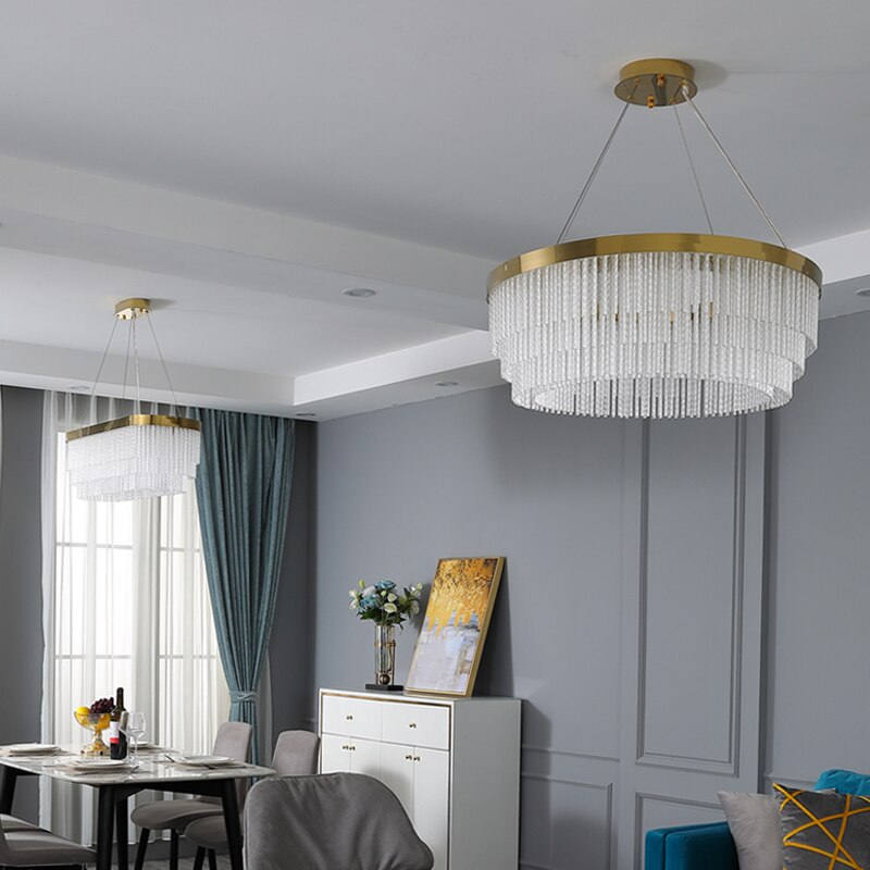 Moden Led Twisted Long Crystal Ceiling Chandelier Gold Luxury Dining Living Room Pendant Lamp Home