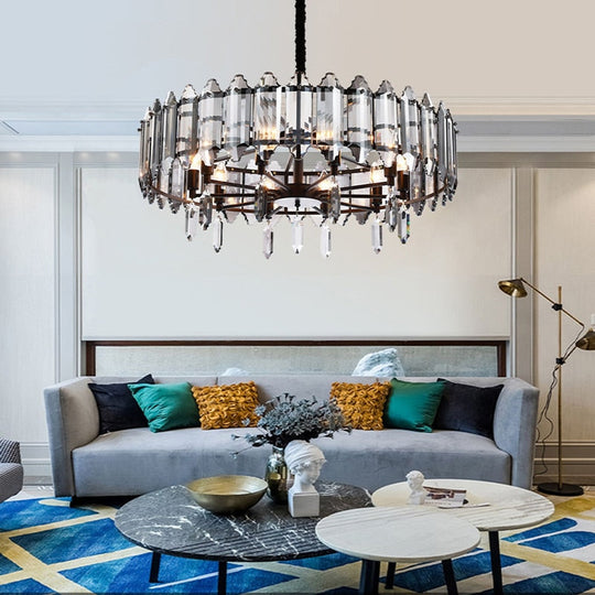 Modern Dimmable Led Chandeliers - Black Gray Crystal Lustres For Bedroom Decor &amp; Ceiling Home