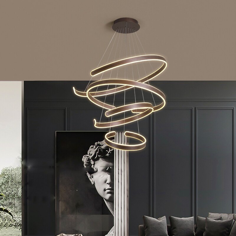 Modern 4 Round Ring Led Ceiling Chandeliers For Living Dining Room Staircase Hanging Lamp Home