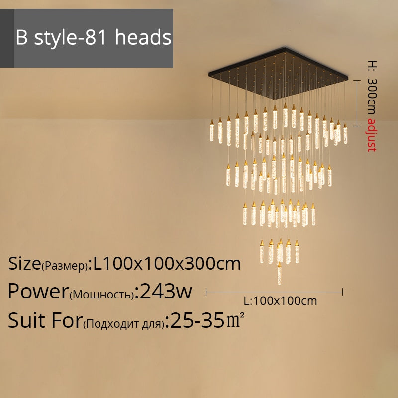 Duplex Stair Long Chandeliers High - Rise Apartment Rotating Jump - Storey Loft Ceiling Decoration