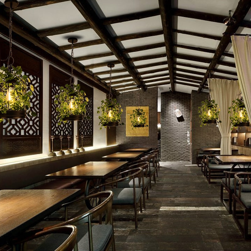 Plant Chandelier Net Red Music Western Restaurant Coffee Bar Hot Pot Shop Lighting Creative Cherry