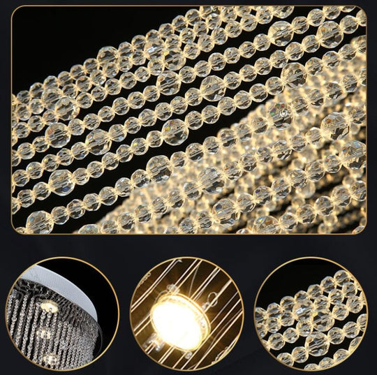 Rotary Crystal Staircase Chandelier Loft Decorative Lighting Long Tassel Crystal Chain Led Living