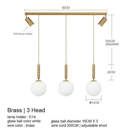 Nordic Modern Glass Ball Chandeliers Lighting For Dining Room Home Decor Pendant Light Kitchen
