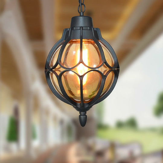 Vintage Glass Chandeliers Ball Outdoor Pendant Lamp Balcony Grape Waterproof Aluminum E27 Bulb