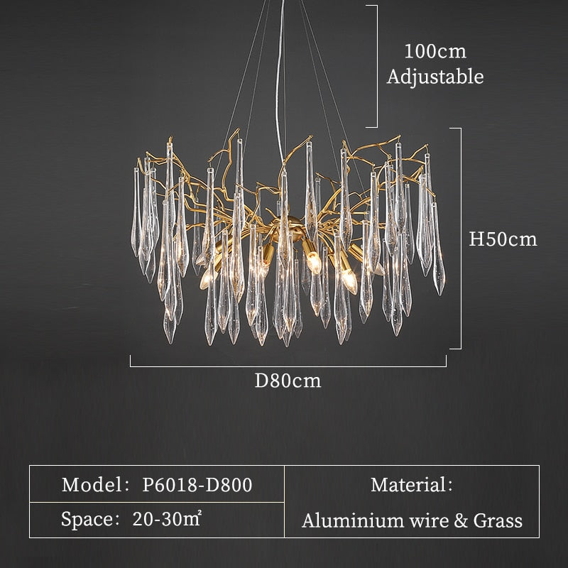 Jasmine - Light Luxury Crystal Living Room Chandelier Villa Hall Restaurant Handmade Branch Art