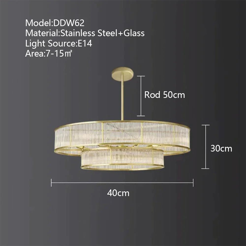 American Loft Led Rectangle Luxury Hanging Lights - Stainless Steel And Glass Fixture For Various