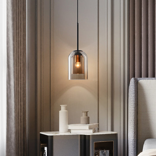 Postmodern Nordic Double Glass Pendant Light - Stylish Luminaire For Bedroom Dining Room And Bar