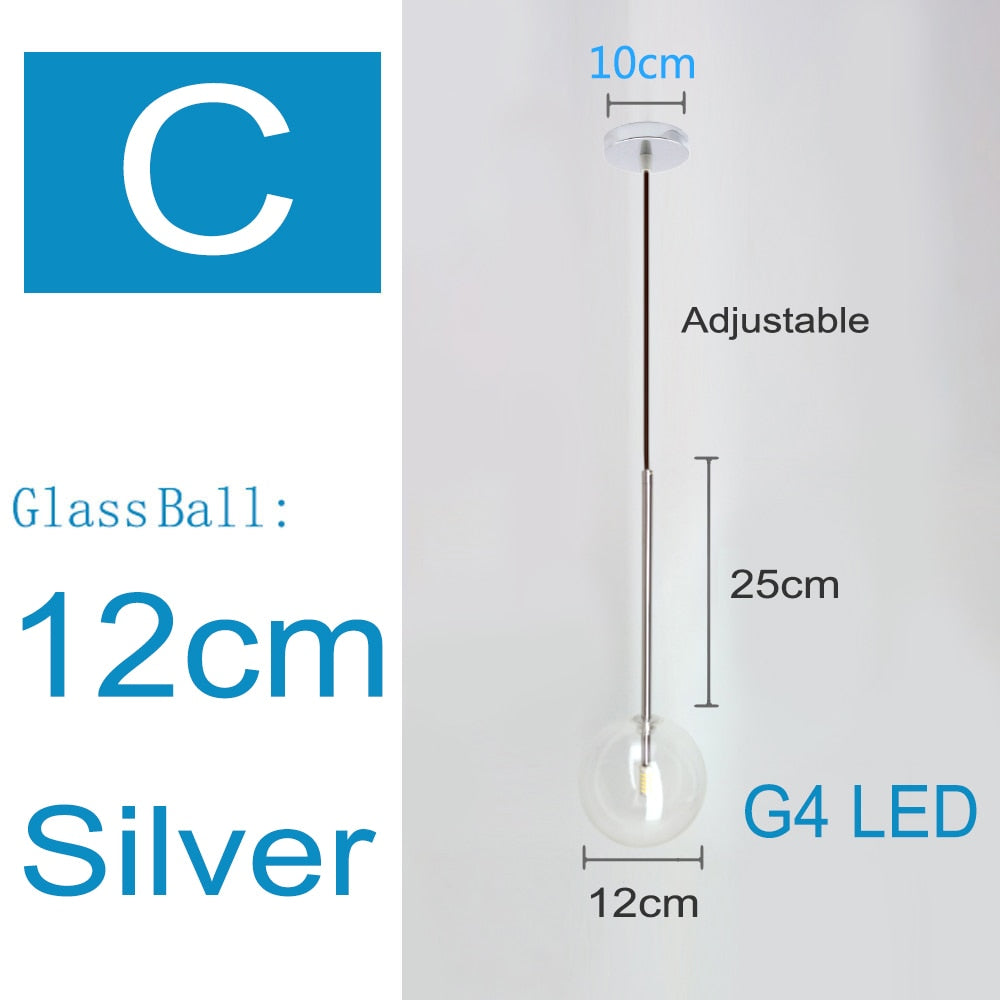 Nordic Pendant Lamp Modern Clear Glass Lights Ball Vintage Hanging For Loft Kitchen Living Room