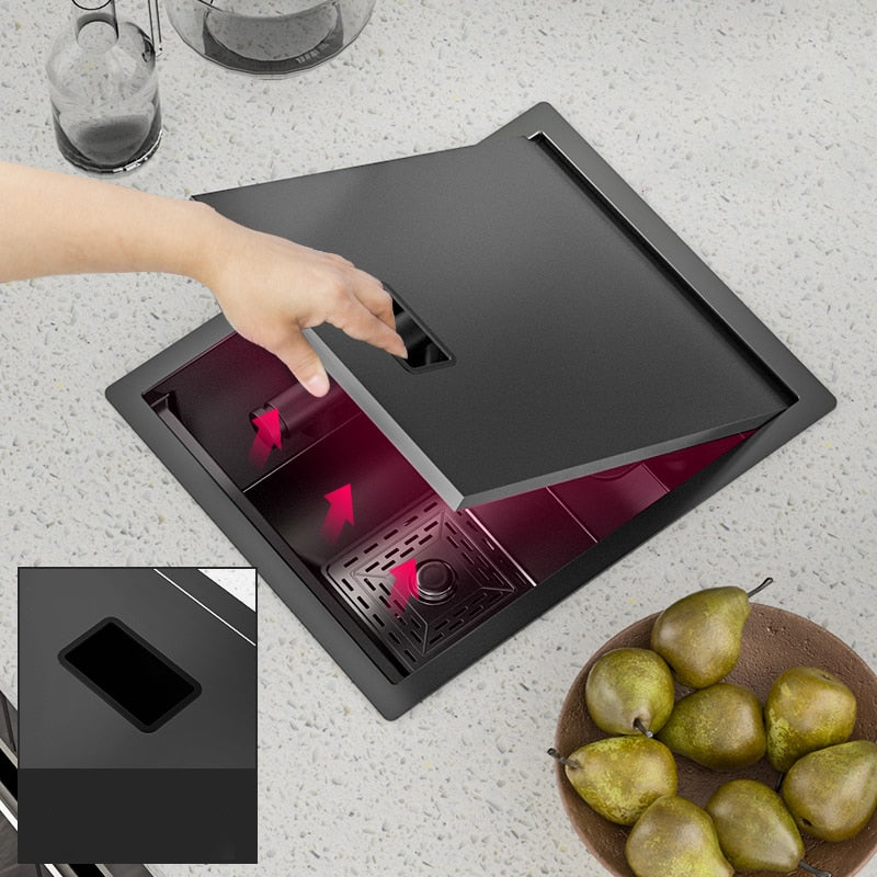 Bar Sink Single Bowl Hidden Black Kitchen Undermount Stainless Steel Square Small Size Sinks Or