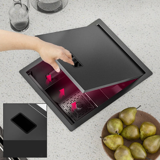 Bar Sink Single Bowl Hidden Black Kitchen Undermount Stainless Steel Square Small Size Sinks Or