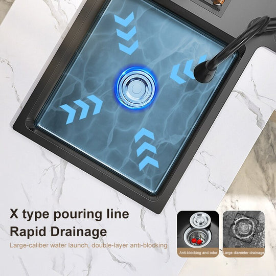 Shape Stainless Steel Kitchen Sink Household Corner Black L - Shaped Washibasin Hand Washing Bowl