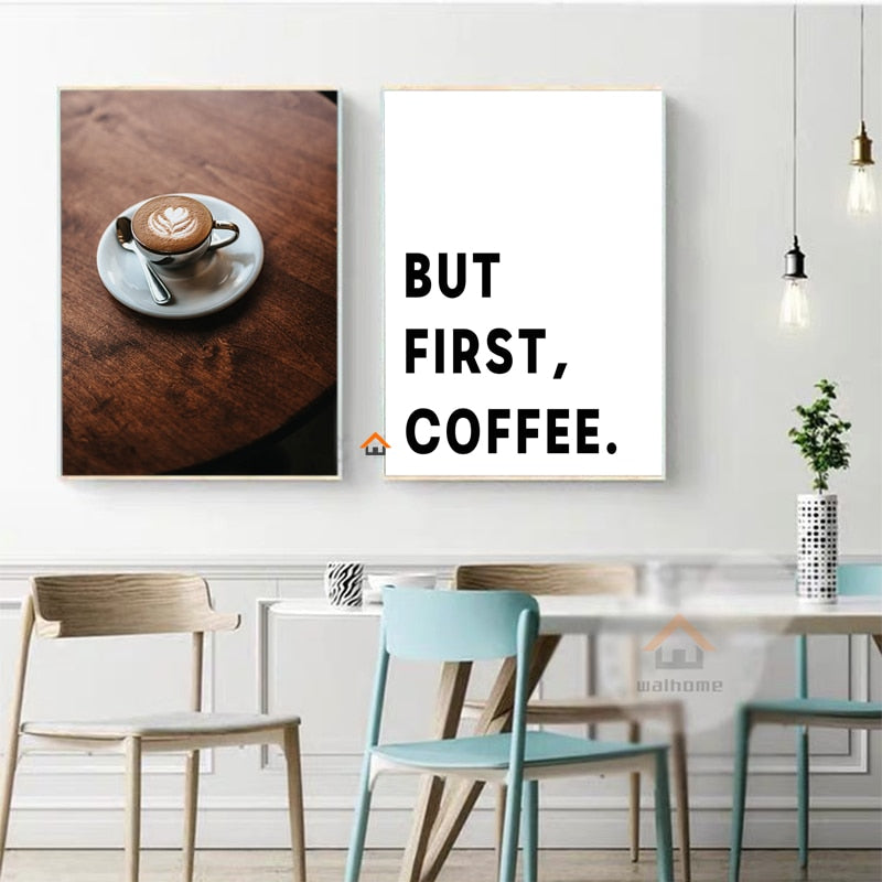 Nordic Coffee And Afternoon Tea Canvas Wall Art: Decorative Poster Prints Painting