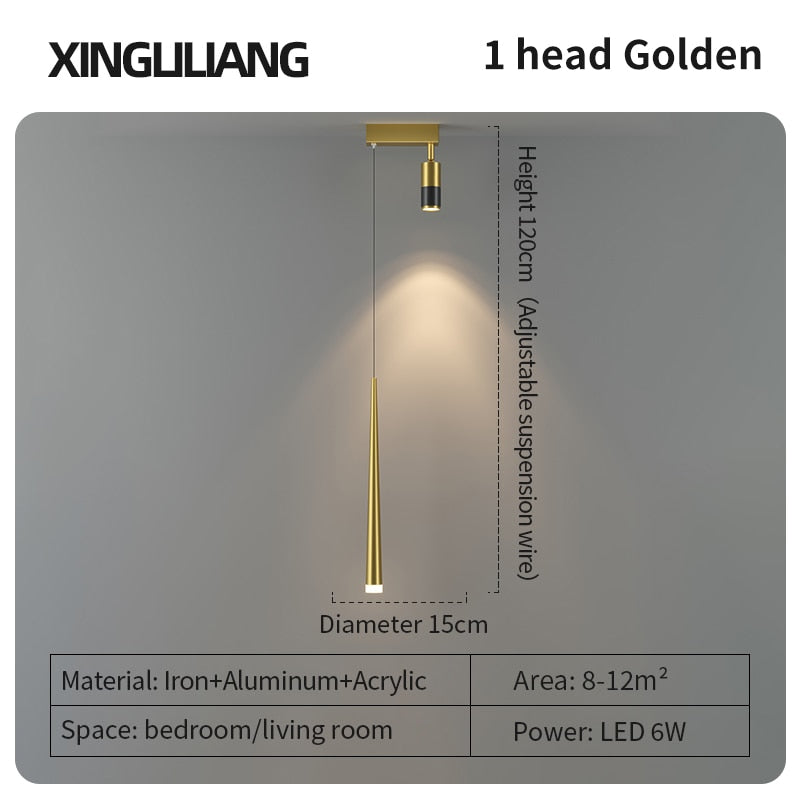 Bedside Chandelier Background Wall Home Decoration Bedroom Golden Pendant Light With Spotlight 1A
