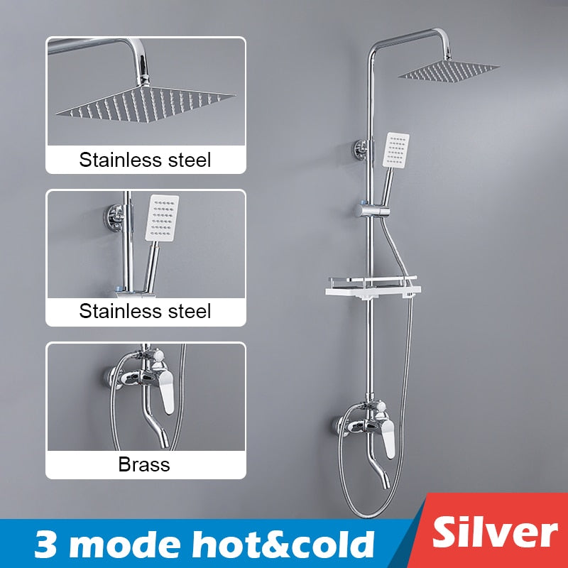 Bathroom Shower Set Black Gold Rain Faucet Thermostatic Digital Display Mixer Taps Copper Systems
