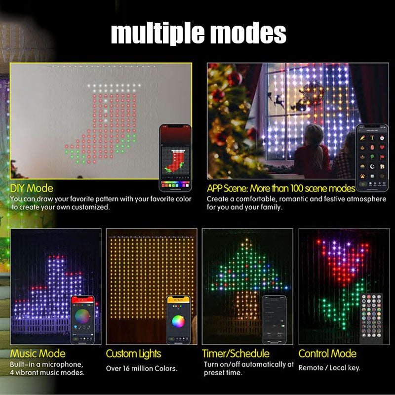 Smart Rgb Curtain Lights: Bluetooth - Controlled Led Decor For Gazebos And Celebrations Curtain