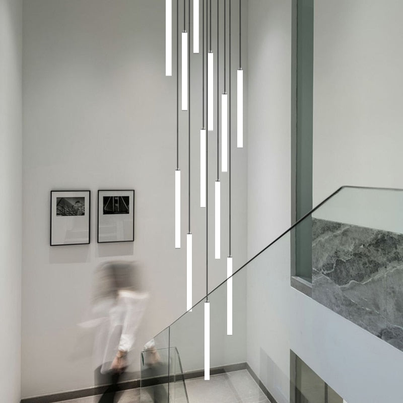 Stair Chandelier Strip Lamp Duplex Building Modern Minimalist Kitchen Light Luxury Villa Restaurant