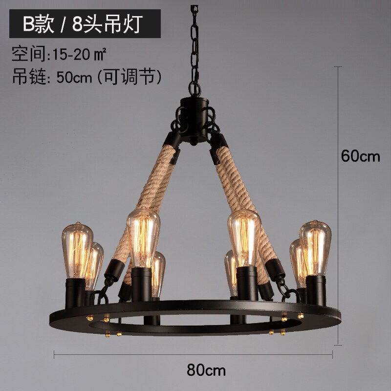 Vintage Retro Hemp Rope Industrial Pendant Light For Living Room Home Design Kitchen Fixtures