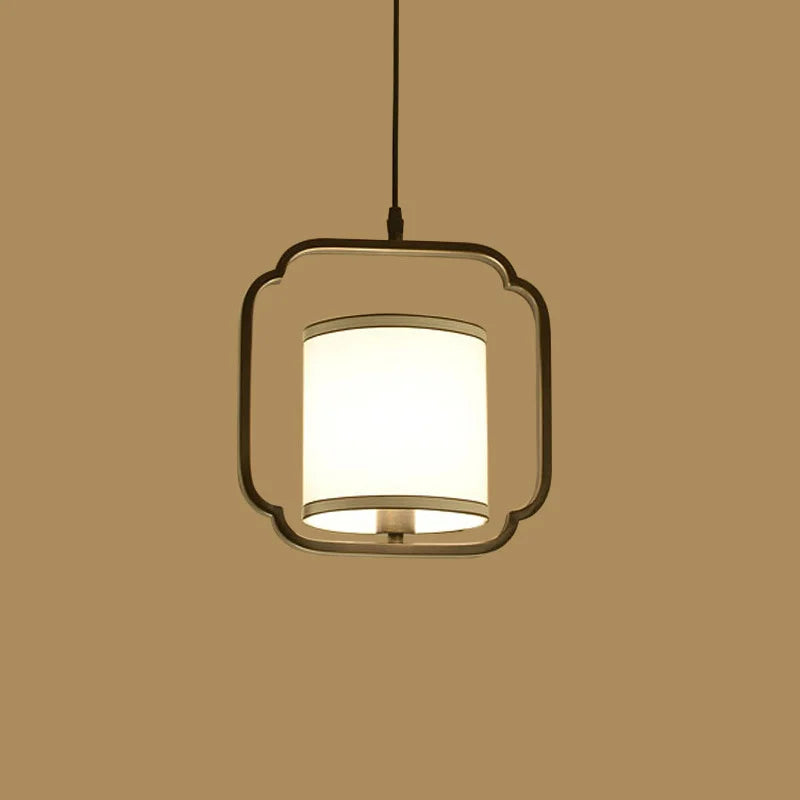 Minimalist Single - Head Fabric Chandelier - Iron Black Bedside Pendant Light For Modern Home Decor