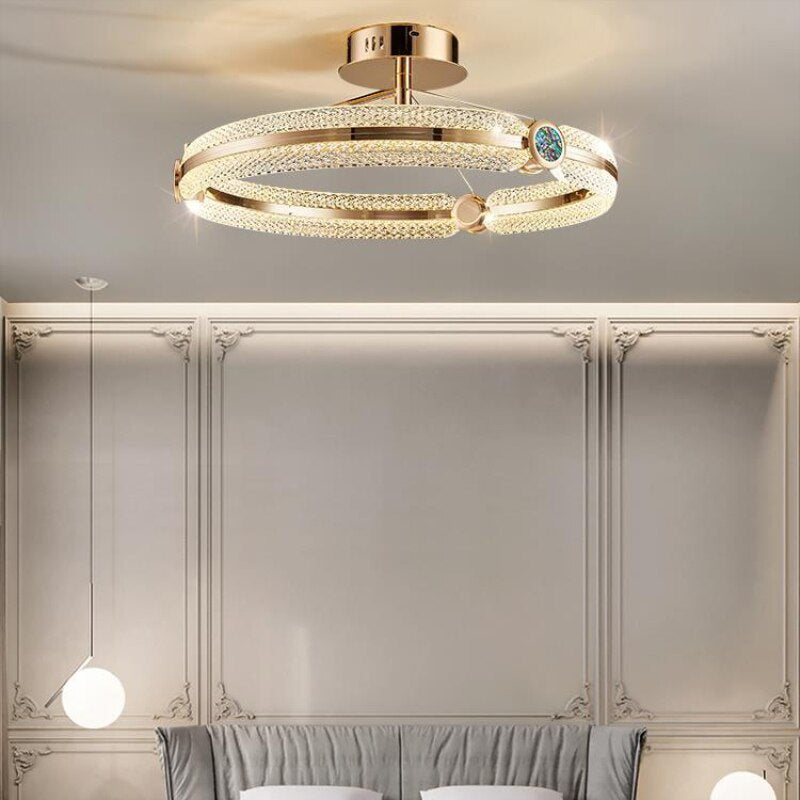 Modern Clear Glass Ceiling Lights Gold Metal For Parlor Dining Room Bedroom Hanging Lamp Colorful