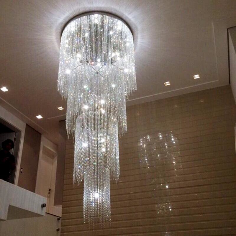 Luxury Staircase Crystal Chandelier Luxury Villa Living Room Led Rotary Decorative Customized