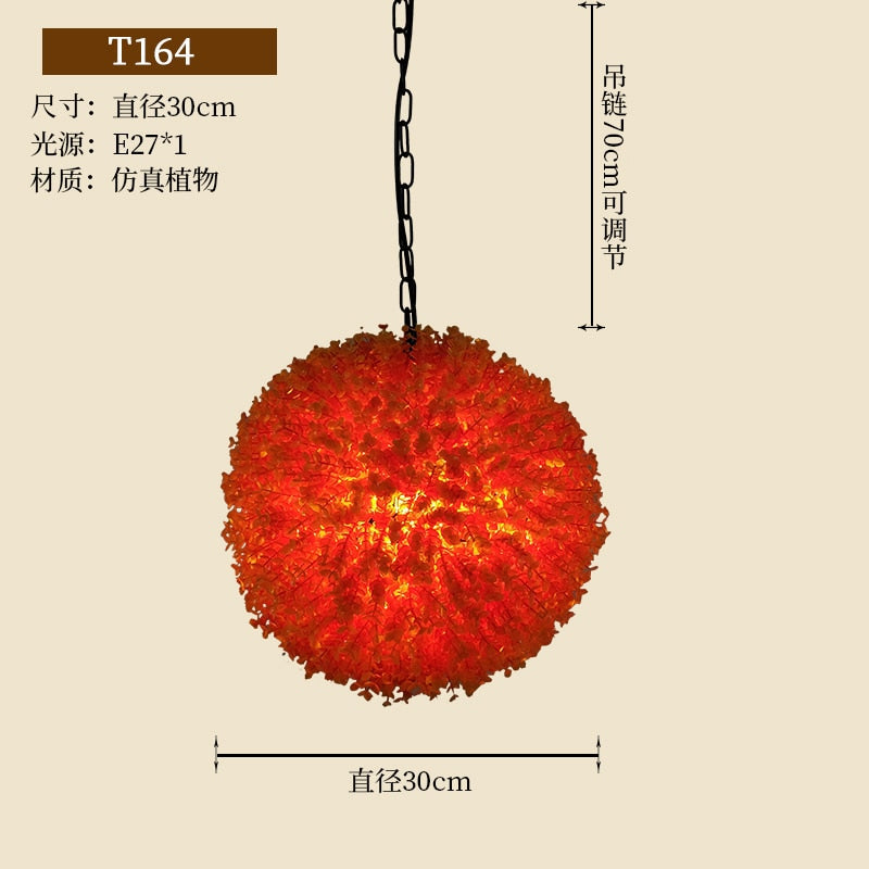 Simulation Green Plant Ball Chandelier Theme Pub Restaurant Net Red With The Same Decoration