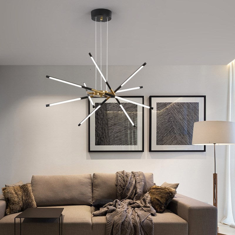 Nordic Screw Propeller Led Chandeliers For Living Dining Room Pendant Lights Iron Art Light Stick