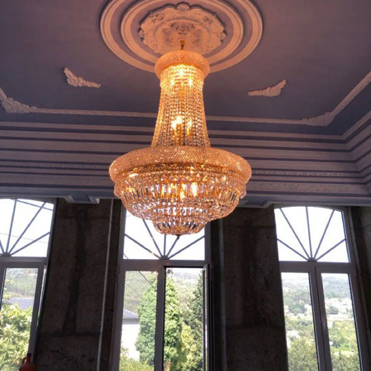 Empire Gold Crystal Chandelier - Elegance For Foyer Kitchen Island And Staircase Chandelier