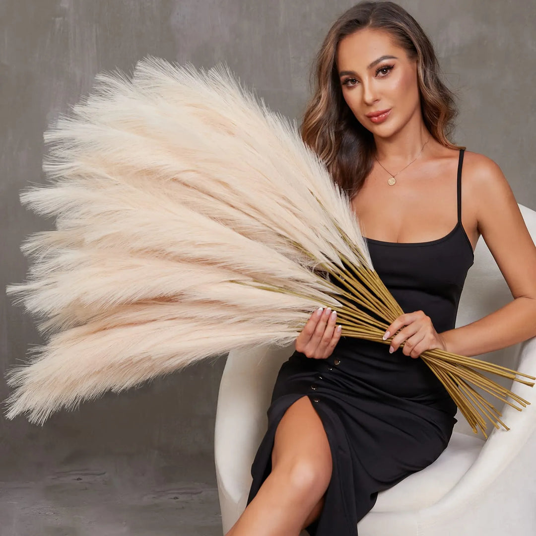 39Inch 3 Piece Fluffy Artificial Pampas Grass Flower For Decor Boho Bouquet Wedding Home Christmas