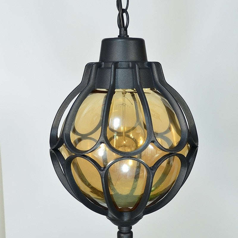 Vintage Glass Chandeliers Ball Outdoor Pendant Lamp Balcony Grape Waterproof Aluminum E27 Bulb