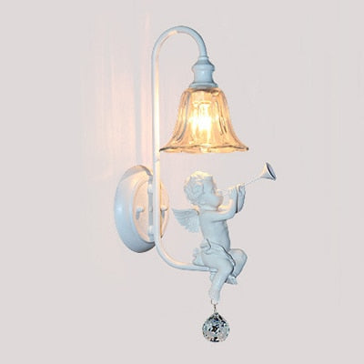 Nordic Wall Lamp Angel Pastoral Bedside Light Foyer Study Classic Interior Home Decor Corridor