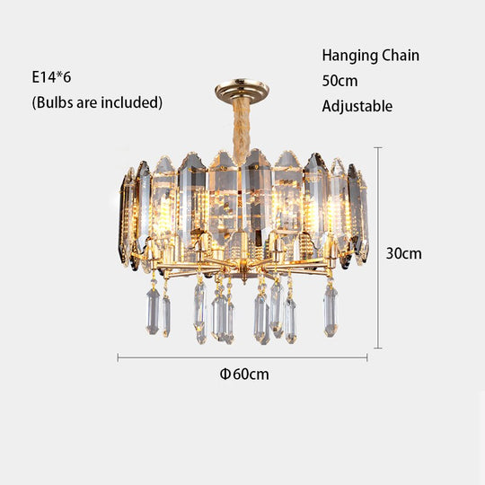 Modern Dimmable Led Chandeliers - Black Gray Crystal Lustres For Bedroom Decor &amp; Ceiling Home