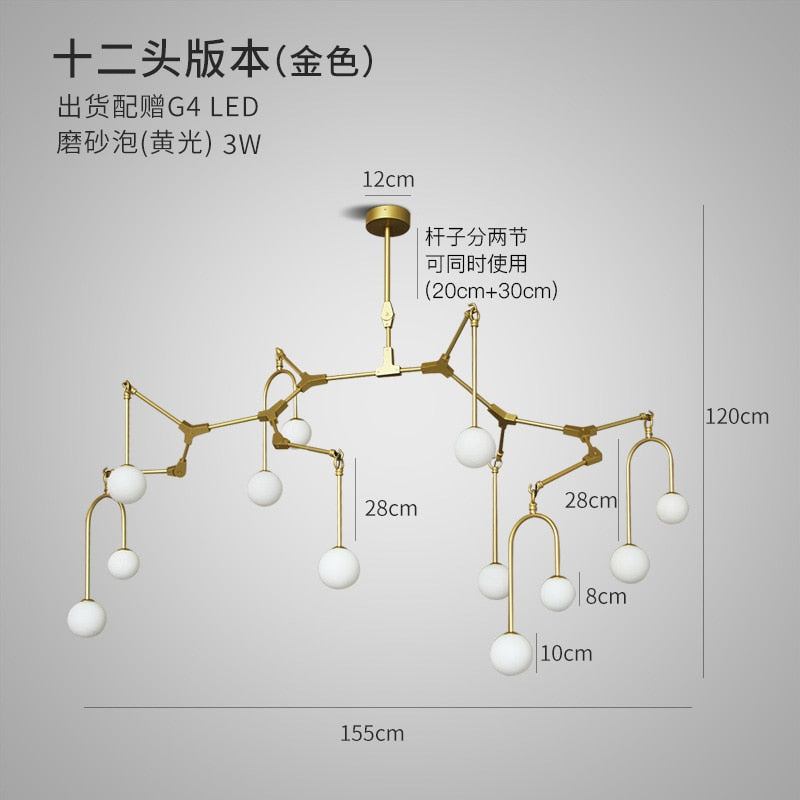 Nordic Design Post - Modern Spider Chandelier Lighting Gold Lustre G4 Led Modern Home Decor Living