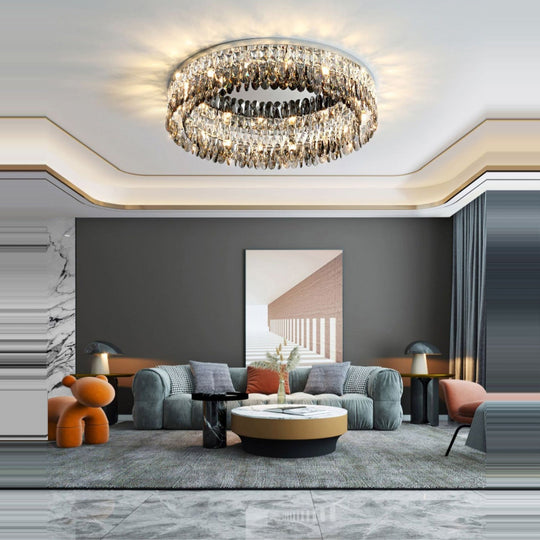 Luxury Square Crystal Led Ceiling Lights - Modern Dimmable Lamps For Elegant Living Room Decor &amp;