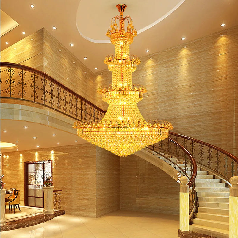 Double Height Living Room Crystal Light Led European Chandelier - Luxurious Illumination For