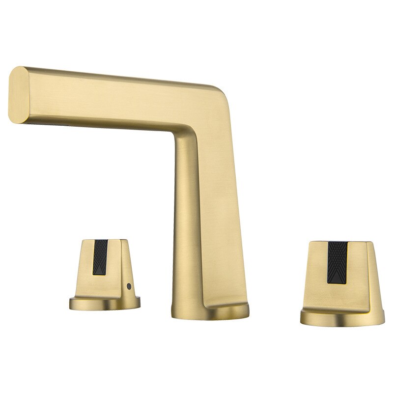 Brushed Gold Basin Faucet Total Brass Black Bathroom Gray Sink Faucets 3 Hole Hot And Cold