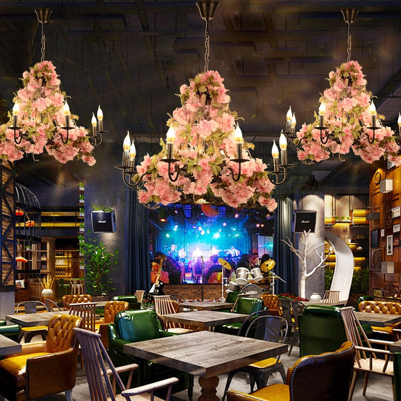 Plants Pendant Light Creative Music Restaurant Milk Tea Shop Bar Hot Pot Cherry Blossom Simulation