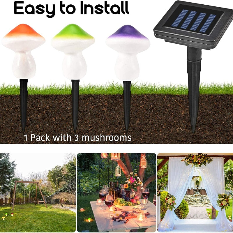 Solar Mushroom Light Garden Outdoor Decor 2 Modes Waterproof Lamp Pathway Landscape Yard Easter