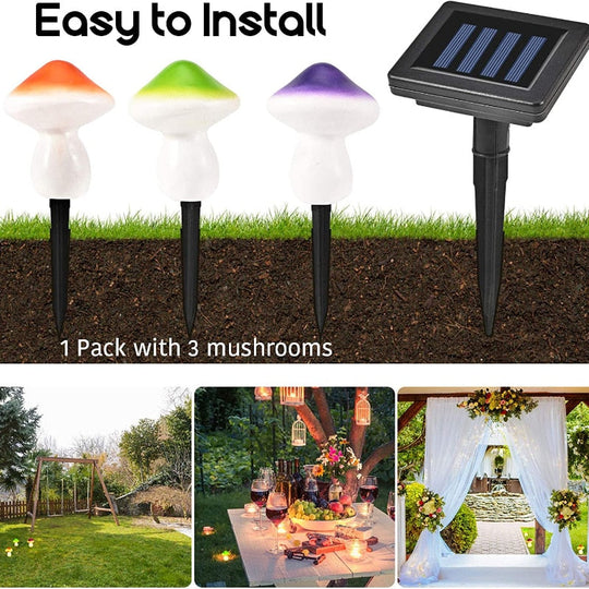 Solar Mushroom Light Garden Outdoor Decor 2 Modes Waterproof Lamp Pathway Landscape Yard Easter