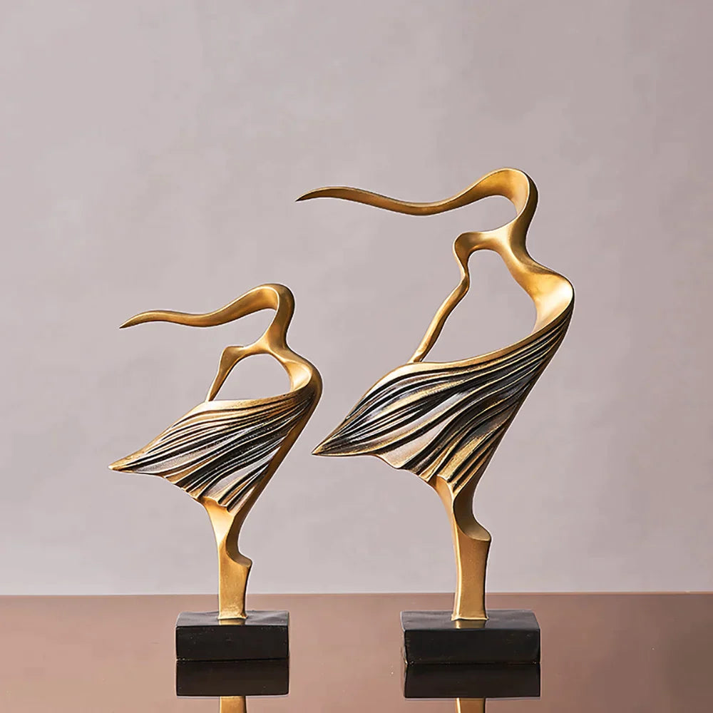 2Pcs Home Decor Accessories For Living Room Resin Abstract Extravagance Girl Statues Sculptures