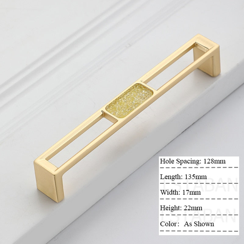 Zinc Alloy Gold Diamond Cabinet Knobs Kitchen Door Handles Drawer Cupboard Handle For Furniture