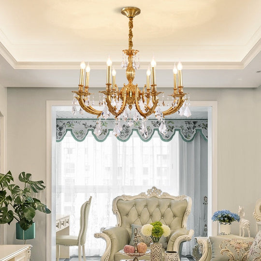 European Style Brass Chandelier High Standard In Quality Lamps With Crystals Hanging Pendant Light